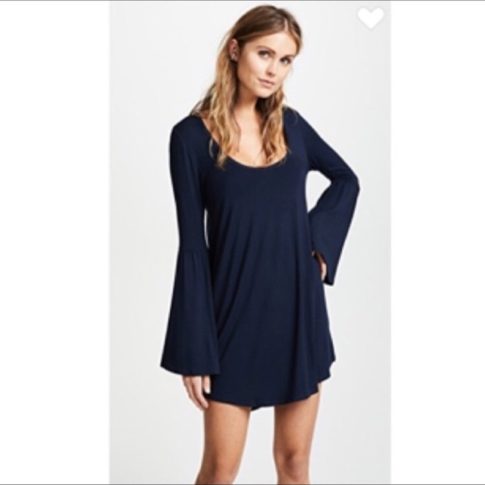 CHASER Bell Sleeve Navy Blue Jersey Dress - Size L